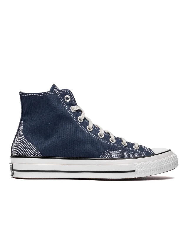 Chuck 70 Hi Navy/Fossilized/Fossilized Performance Running Sneaker Look  