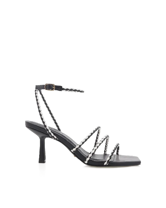 YESSICA - BLACK-WHITE CONTRAST Open - Lacing Derby Look  