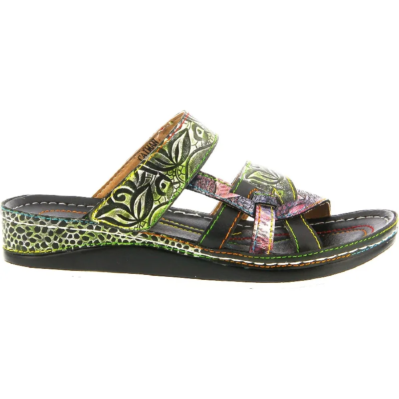 Women's Spring Step Caiman Black Multi Leather Artisan - Crafted Loafer Style  