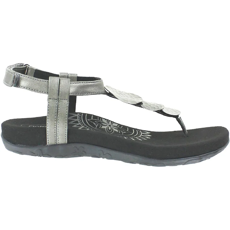 Women's Aetrex Olive Circle Thong Black Leather Retro Basketball Sneaker Design  