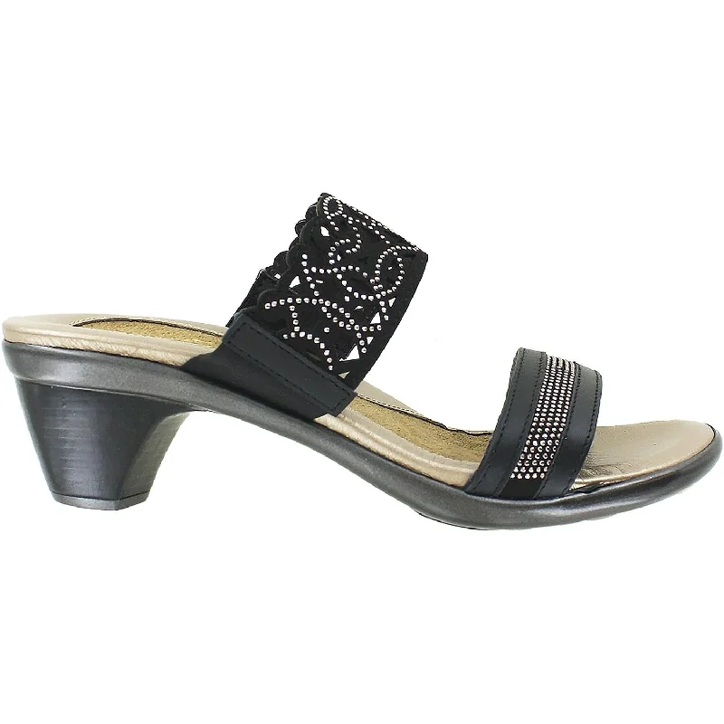Women's Naot Contempo Jet Black/Bronze Leather Metallic Trim Shoe Design  