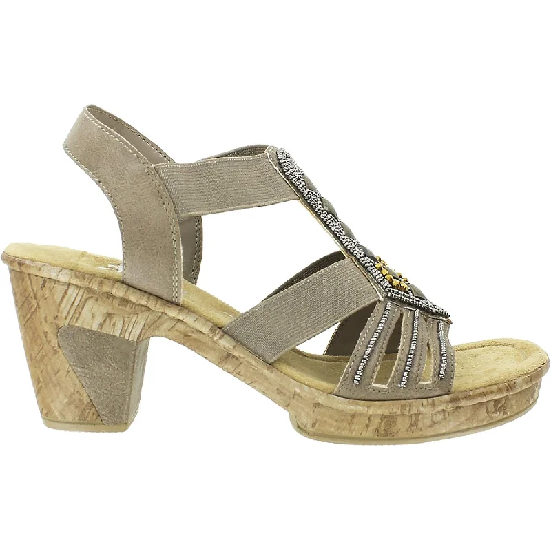Women's Rieker 69713-64 Beige Kiesel Synthetic Leather Driving Shoe Style  