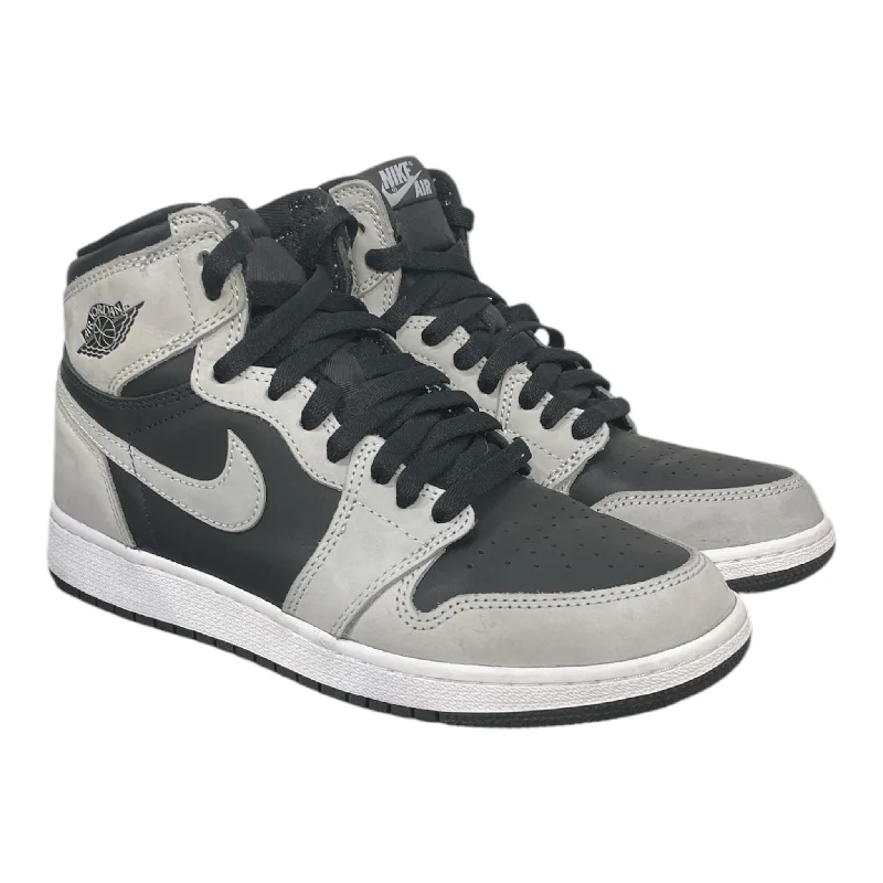 AIR JORDAN/Hi-Sneakers/US 7/Leather/SLV/BLACK/GREY RETRO 1 Minimalist Sneaker Style  