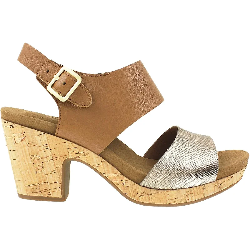 Women's Rockport Vivianne 2 Part Tan Multi Leather Inflatable Shoe Look 