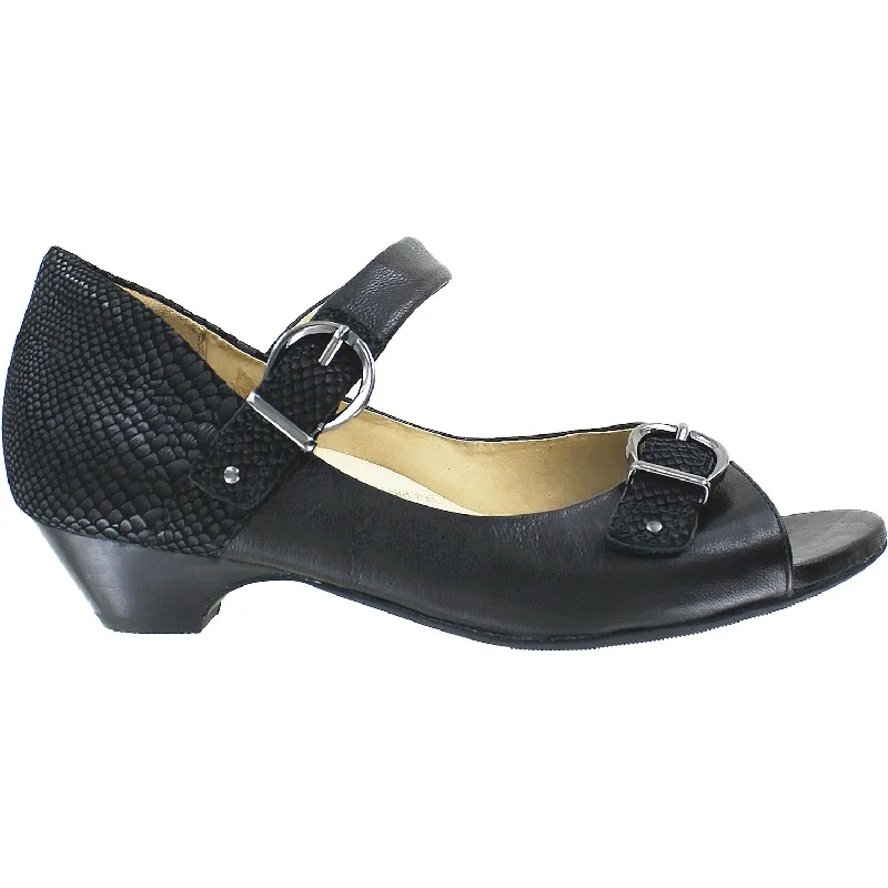 Women's Ziera Isla Black Snake Leather Sustainable Shoe Design  