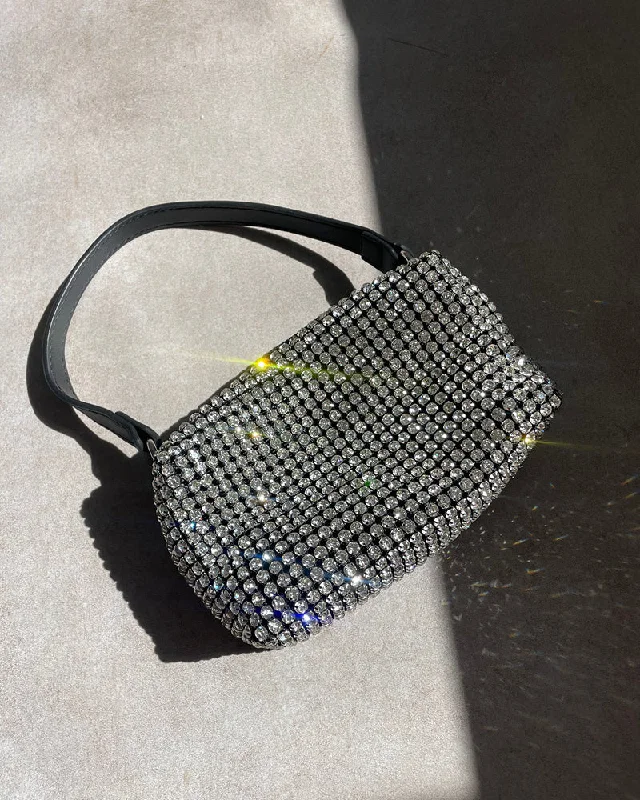 TAYAH HANDBAG - SILVER DIAMANTE-BLACK Aesthetic  