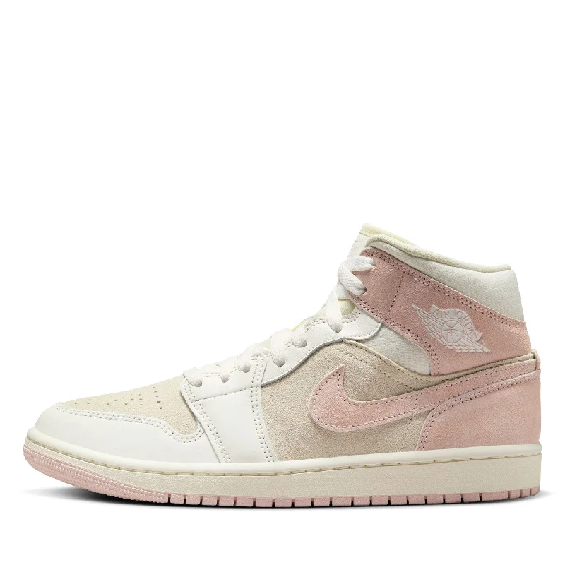 Women's Air Jordan 1 Mid SE - Coconut Milk/Legend Pink Zip - Up Boot Style  