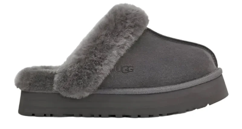 WOMEN'S UGG DISQUETTE SLIPPER | CHARCOAL Moccasin Soft - Sole Style  