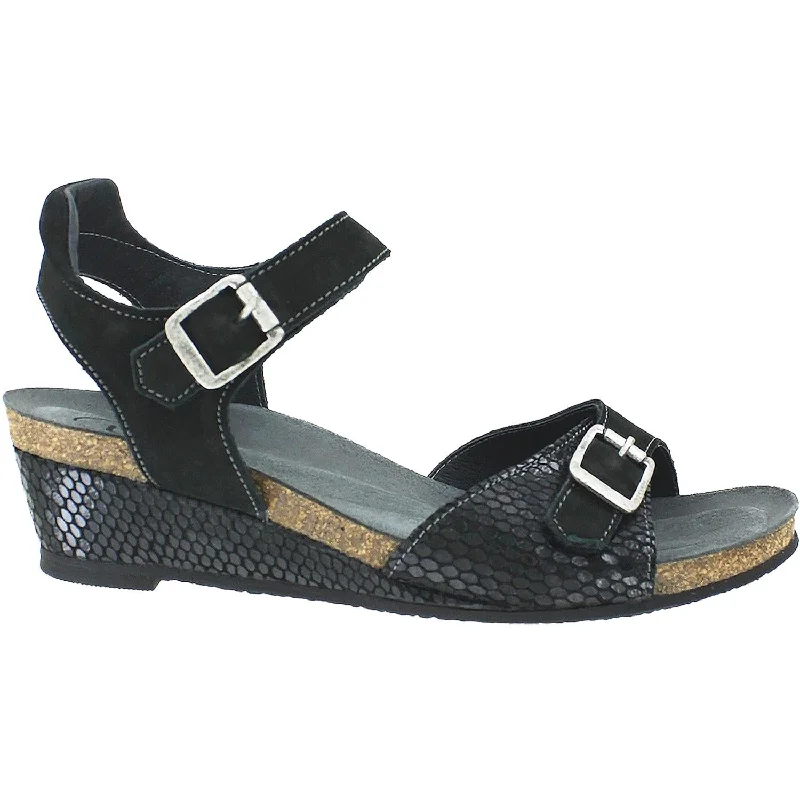 Women's Taos Traveler Black Reptile Embossed Leather Quick - Dry Hiking Shoe Style   