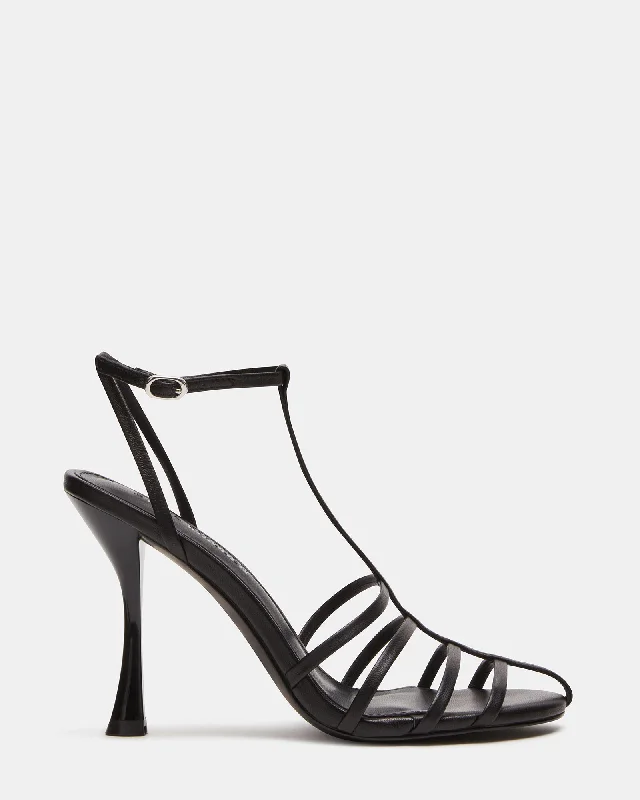 TILDAH BLACK LEATHER Elastic - Sided Chelsea Look  