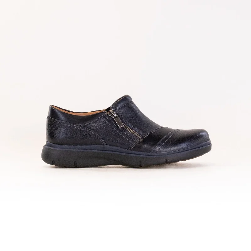 Clarks Certina Pure (Women's) - Navy Leather Elastic - Sided Chelsea Look  