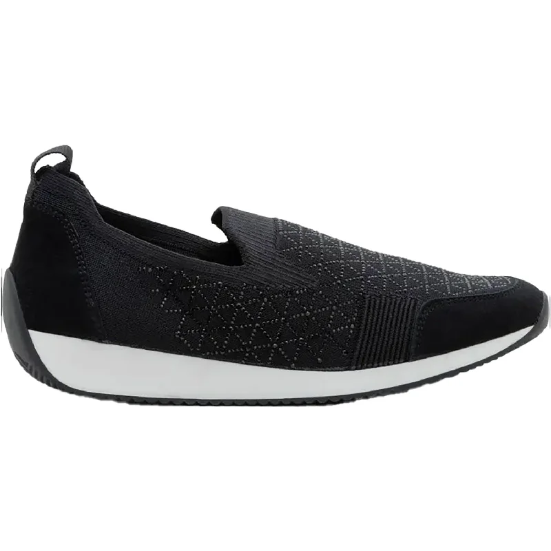 Women's Ara Layton 3 Black Wovenstretch Synthetic Wingtip Oxford Design 
