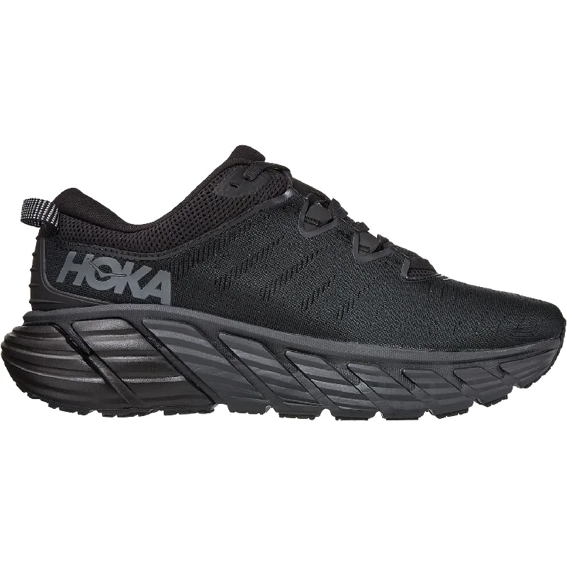 Men's Hoka One One Gaviota 3 Black/Black Mesh Patchwork Shoe Aesthetic  