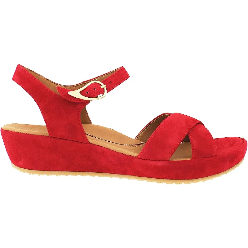 Women's L'Amour Des Pieds Casimiro Red Kid Suede Tailored Oxford Style 