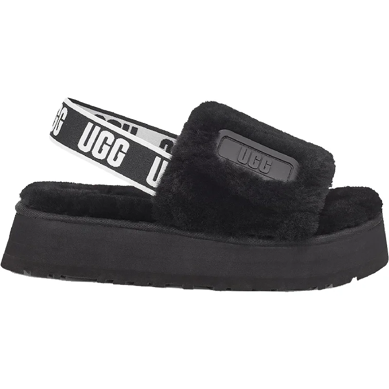 Women's UGG Disco Slide Black Sheepskin Bespoke Shoe Aesthetic 