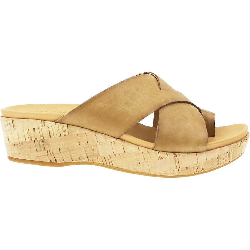Women's Kork Ease Baja Teak Leather Lightweight Tennis Sneaker Look  