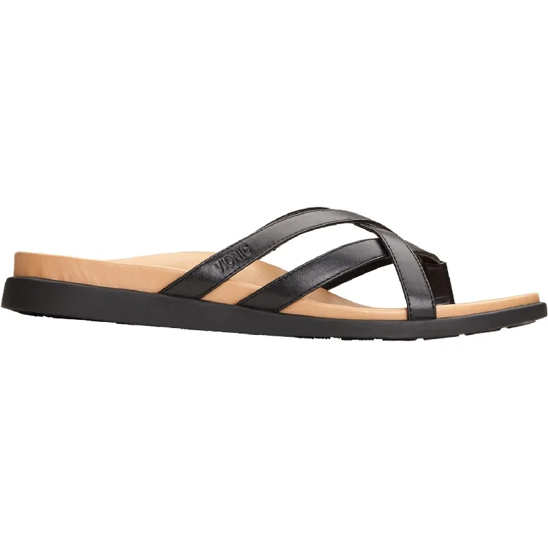 Women's Vionic Daisy Black Leather Blue Coast Loafer Aesthetic 