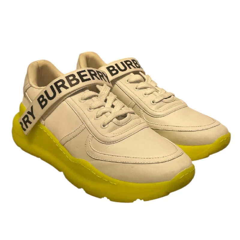 BURBERRY/Low-Sneakers/EU 40/Leather/WHT/Ronnie Sneakers w/ Neon Sole Buckle -
