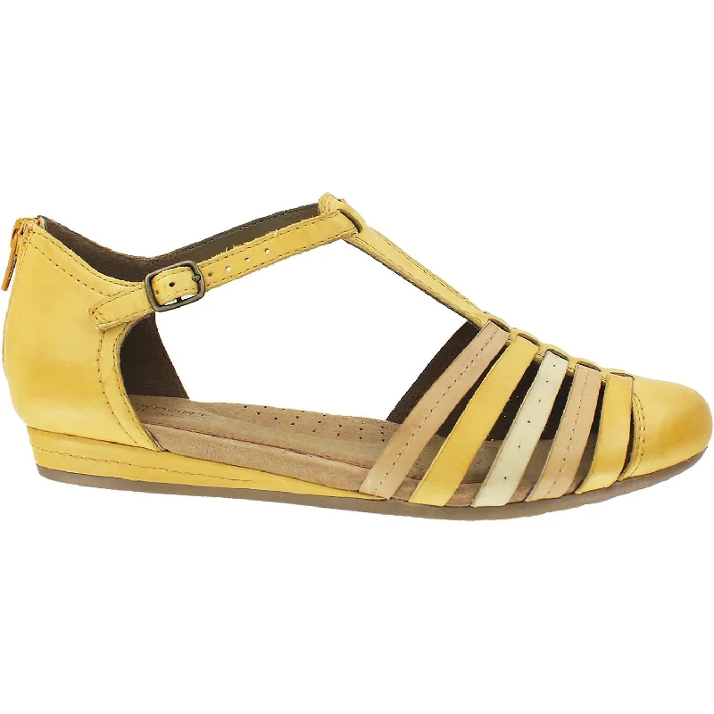 Women's Rockport Cobb Hill Galway Strappy Toe Amber Multi Leather Buckle -