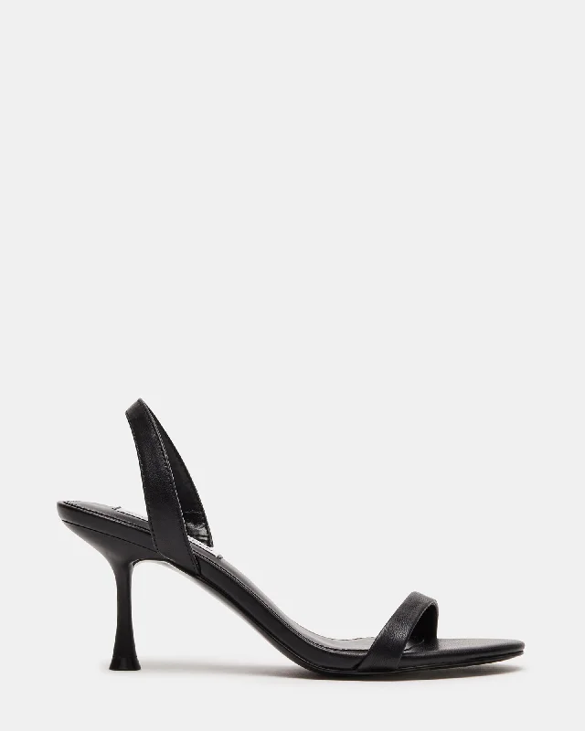 ELMA BLACK LEATHER Retro Plimsoll Style  