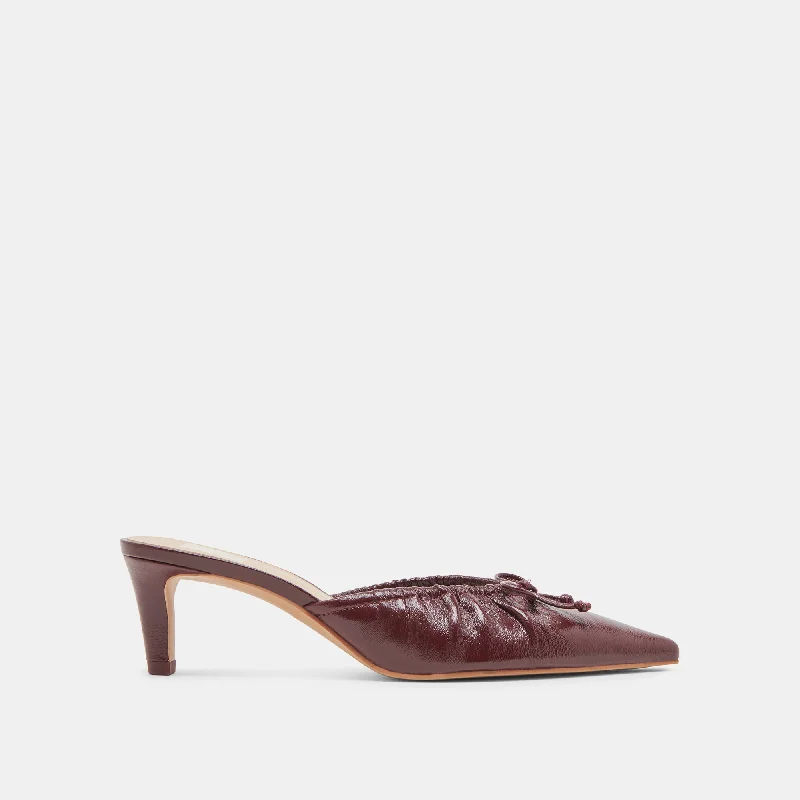 KAIRI MID HEELS CRANBERRY CRINKLE PATENT Ivy League Loafer Look 