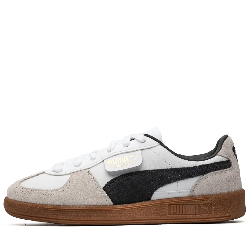 Puma Palermo Leather - White/Vapor Grey Retro Plimsoll Style  