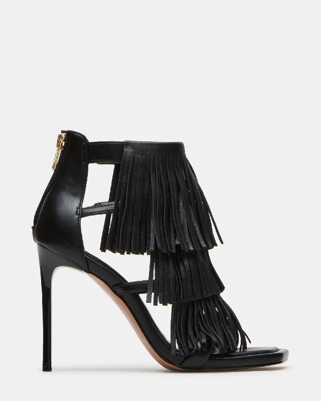 FRINGZY BLACK LEATHER Lightweight Tennis Sneaker Look  
