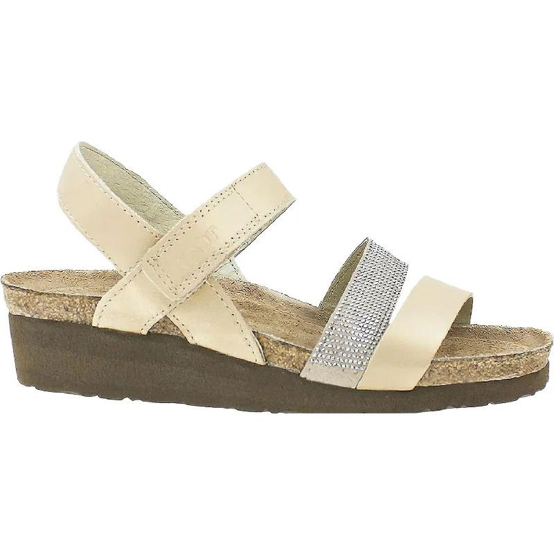 Women's Naot Krista Champagne/Beige Leather w/Silver Rivets Tassel Driving Shoe Look 