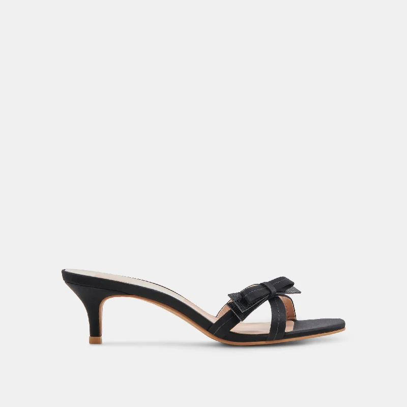 TERISA HEELS ONYX SATIN Edwardian Shoe Look  