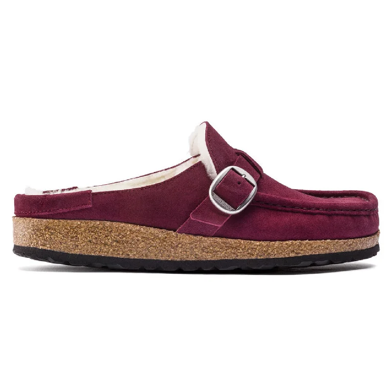 WOMEN'S BIRKENSTOCK BUCKLEY SHEARLING | MAROON Paisley Print Shoe Design  