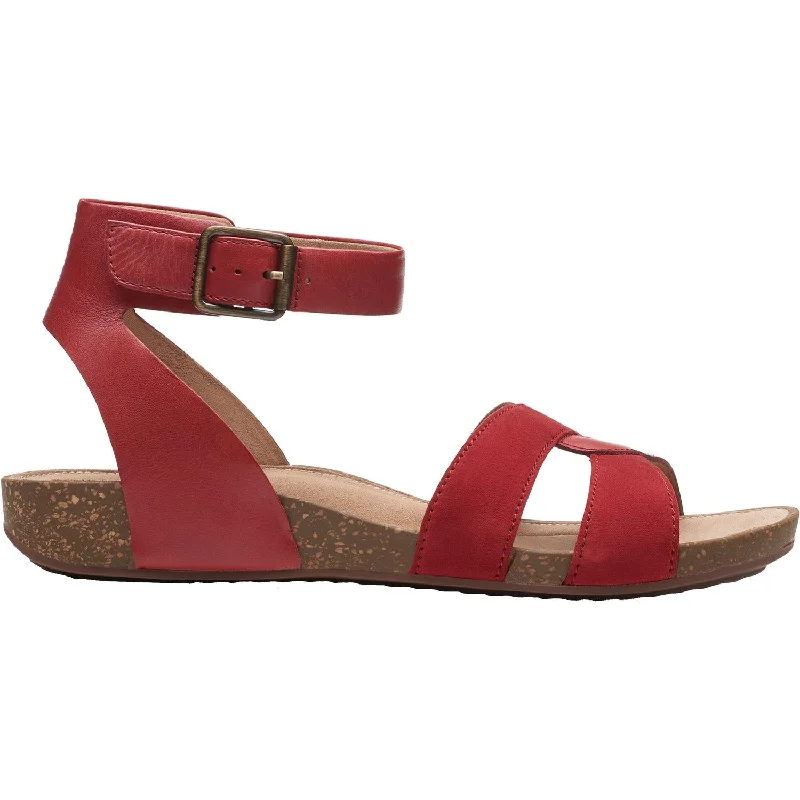 Women's Clarks Un Perri Loop Red Leather Elastic - Sided Chelsea Look  