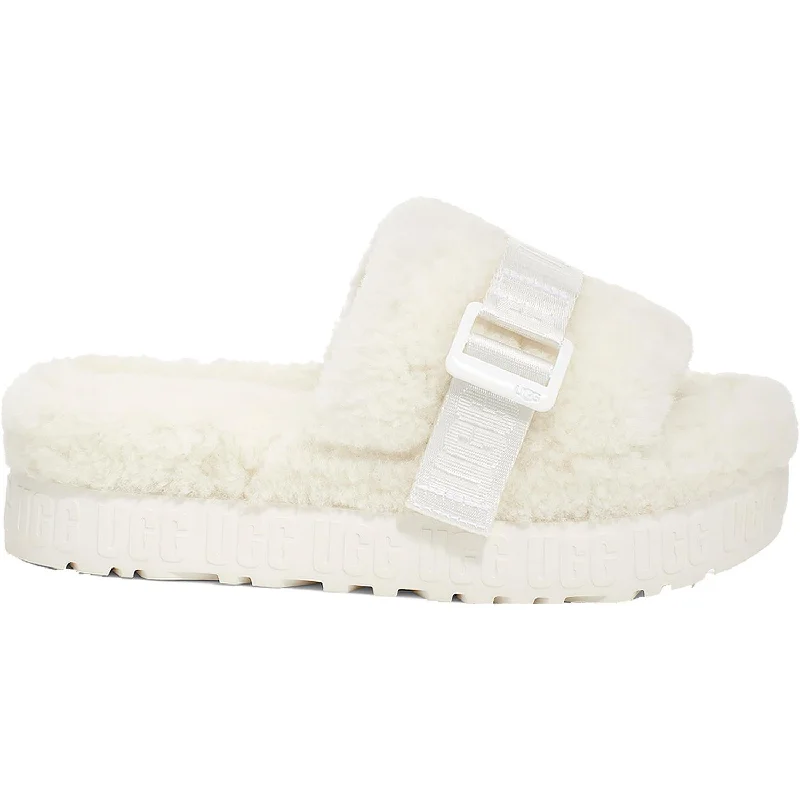 Women's UGG Fluffita White Sheepskin Loose - Fit Slipper Style  
