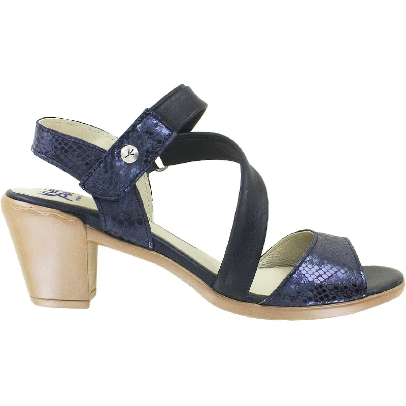Women's Wanda Panda Wandar 2 Marino/Navy Snake Leather Edwardian Shoe Look  