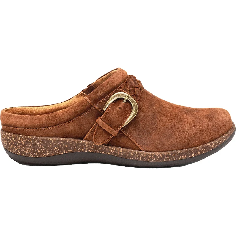 Women's Aetrex Libby Tobacco Suede Chunky Platform Sneaker Style  