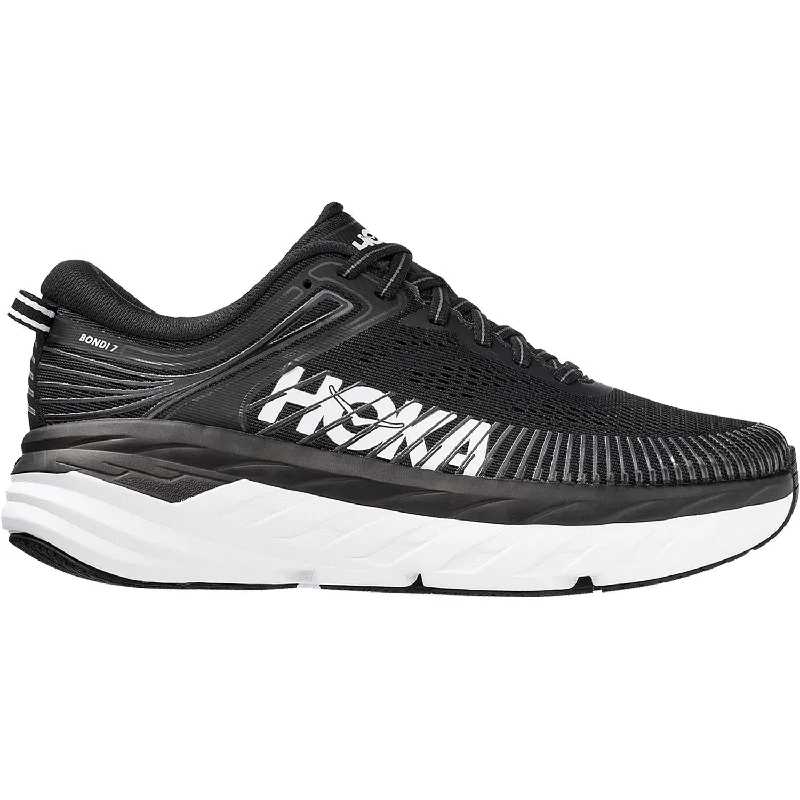 Women's Hoka One One Bondi 7 Black/White Mesh Hip - Hop Sneaker Style  