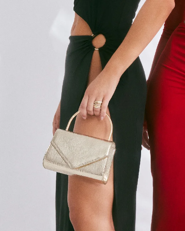 ASTON HANDLE BAG - GOLD SCALE Single - Buckle Monk Look  