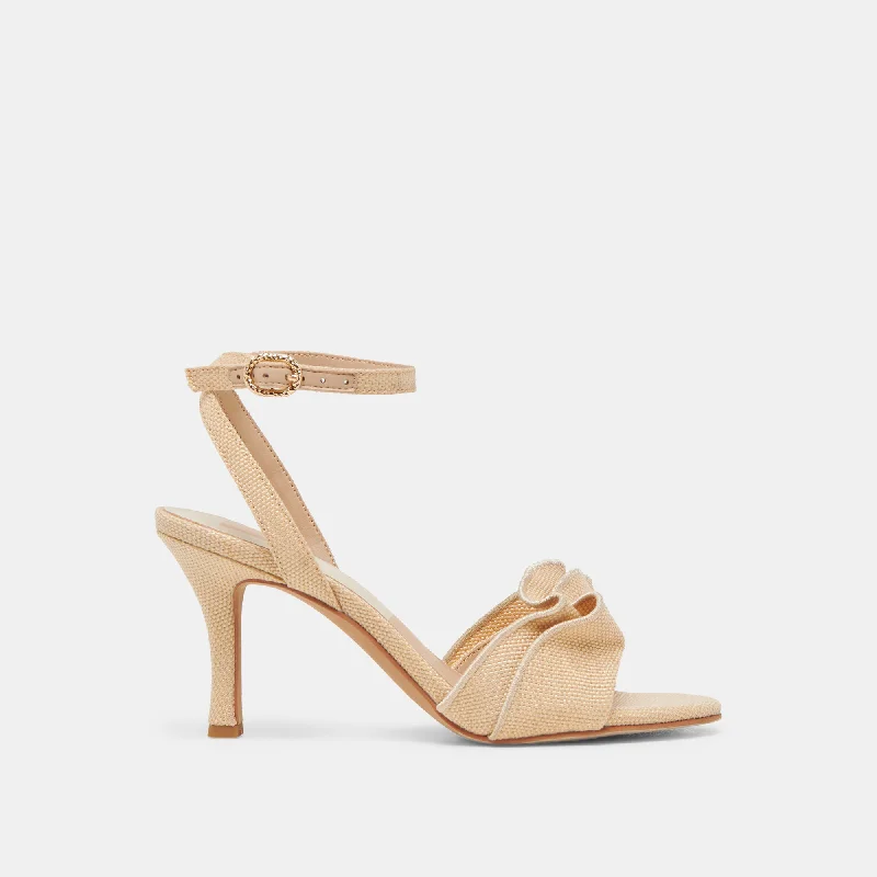 LUNETE HEELS LT NATURAL WOVEN RAFFIA Two - Tone Shoe Design  