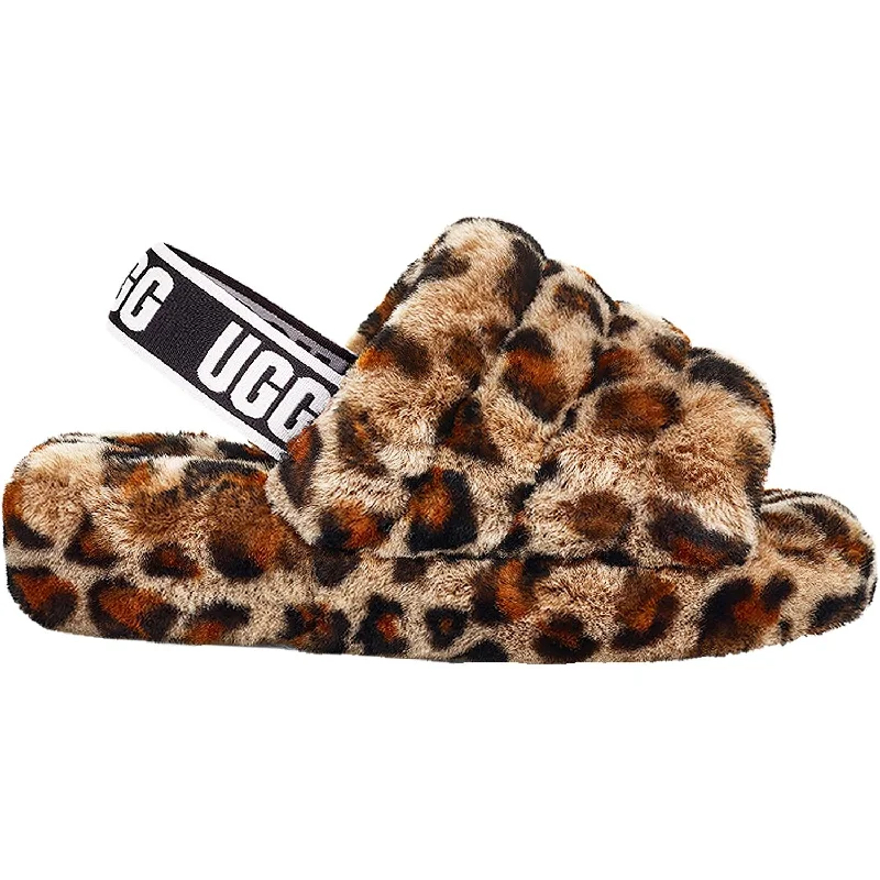 Women's UGG Fluff Yeah Slide Leopard Amphora Sheepskin Moccasin Soft - Sole Style  