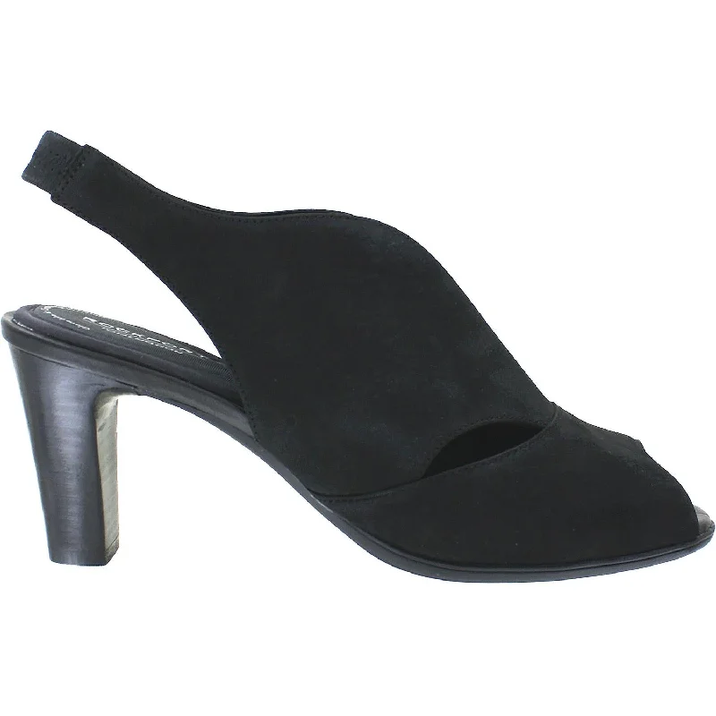 Women's Rockport Total Motion 75Mmm V Sling Black Nubuck Strap - Up Sandal Resort Style  