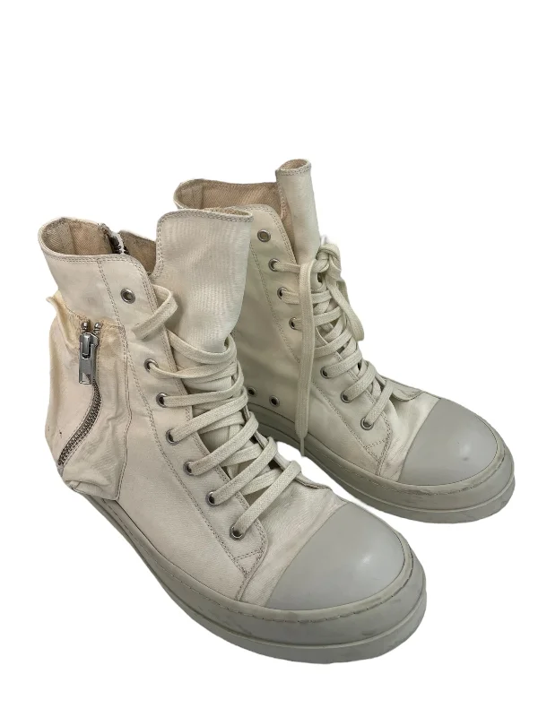 Rick Owens/Hi-Sneakers/EU 41/Cotton/WHT/PORTEVILLE/ DRKSDW Distressed Leather Shoe Style  