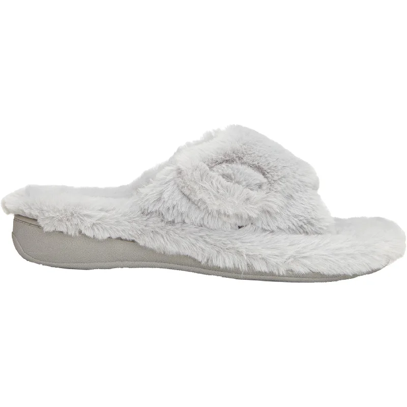 Women's Vionic Relax Plush Light Grey Faux Fur Artisan - Crafted Loafer Style  
