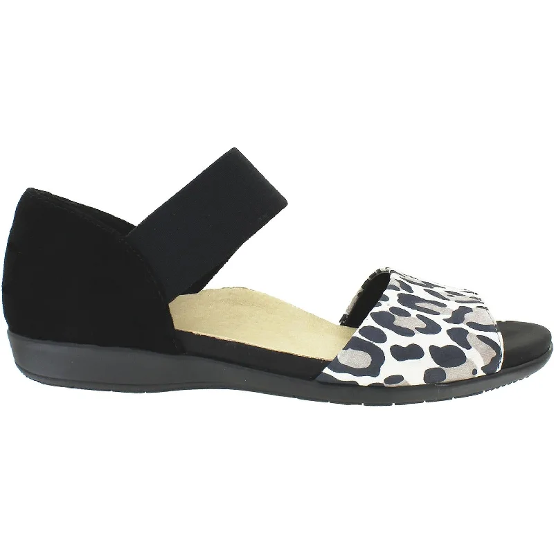 Women's Earth Amora Black/Taupe Multi Leopard Suede Ivy League Loafer Look 