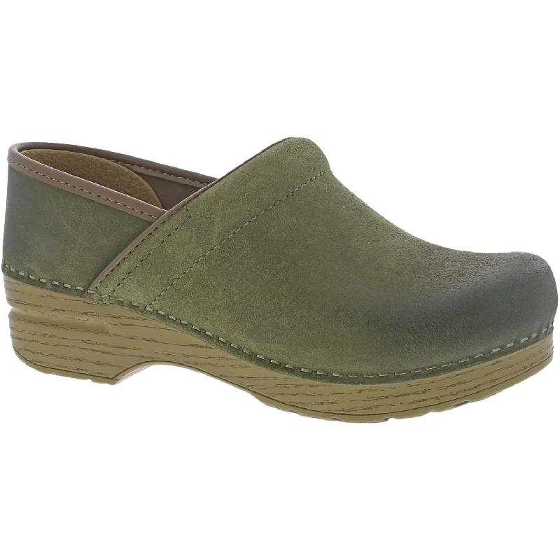Women's Dansko Professional Clog Green Burnished Nubuck Desert Boot Utility Style  