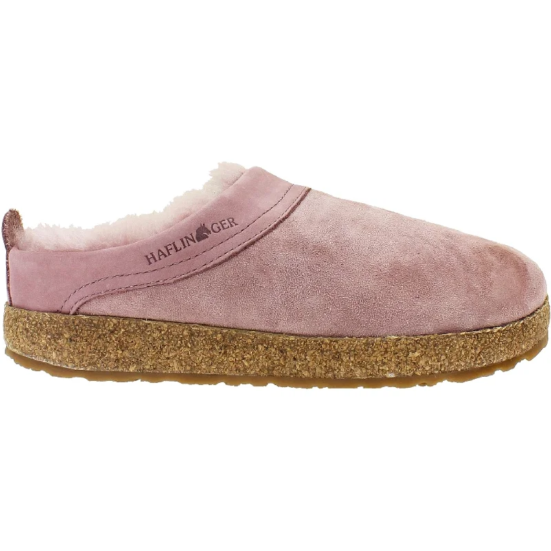 Women's Haflinger Snowbird Rosewood Shearling Rubber - Sole Plimsoll Look  