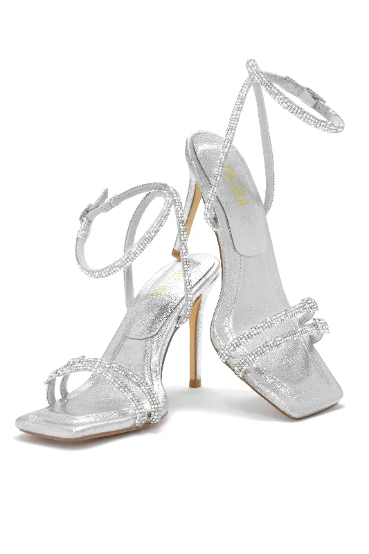 Miliana Embellished Heels - Silver Casual Loafer Style          