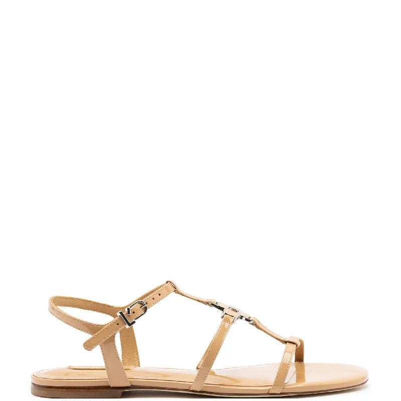 Hana Flat In Tan Patent Leather Tech - Inspired Sneaker Look  