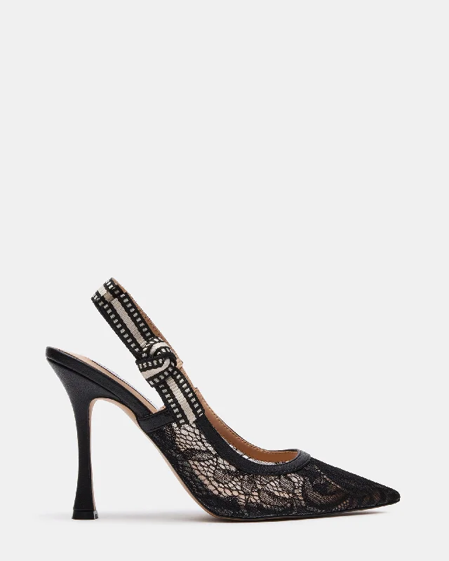 BRI BLACK LACE Slide Sandal Beach Style  