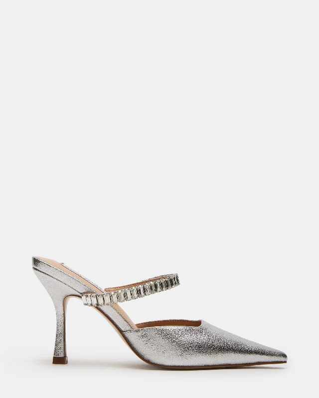 BRECKI SILVER LEATHER RHINESTONES Performance Running Sneaker Look  