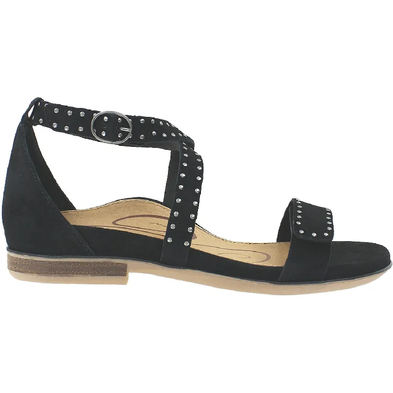 Women's Aetrex Hailey Black Suede Rubber - Sole Plimsoll Look  