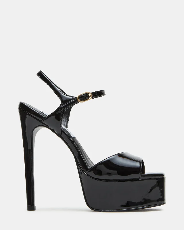 COLOGNE BLACK PATENT Open - Lacing Derby Look  